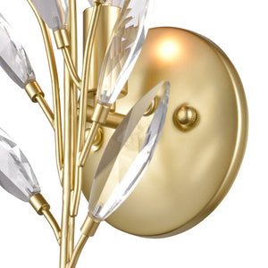 Atlas Flora Grace Elegant Wall Sconce - Nature-Inspired Design with Crystal Accents for Ambient Lighting Champagne Gold 6.75'' WL11607-GD