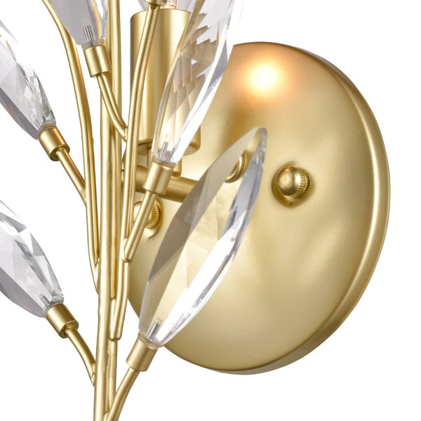 Atlas Flora Grace Elegant Wall Sconce - Nature-Inspired Design with Crystal Accents for Ambient Lighting Champagne Gold 6.75'' WL11607-GD
