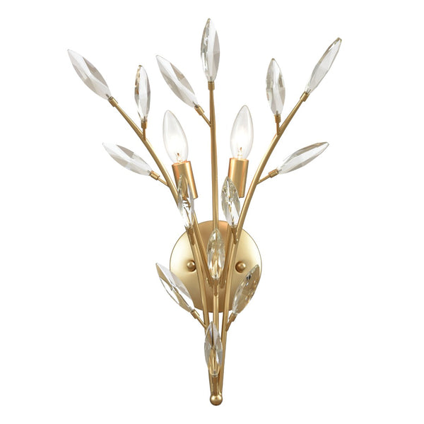 Atlas Flora Grace Elegant Wall Sconce - Nature-Inspired Design with Crystal Accents for Ambient Lighting Champagne Gold 14'' WL11608-GD