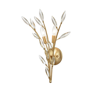 Atlas Flora Grace Elegant Wall Sconce - Nature-Inspired Design with Crystal Accents for Ambient Lighting Champagne Gold 14'' WL11608-GD