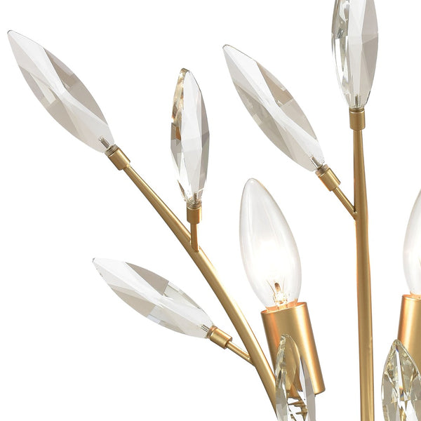 Atlas Flora Grace Elegant Wall Sconce - Nature-Inspired Design with Crystal Accents for Ambient Lighting Champagne Gold 14'' WL11608-GD