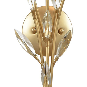 Atlas Flora Grace Elegant Wall Sconce - Nature-Inspired Design with Crystal Accents for Ambient Lighting Champagne Gold 14'' WL11608-GD