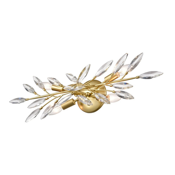 Atlas Flora Grace 4-Light Vanity Light Fixture - Elegant Crystal Accents for Luxurious Bathroom Glow Champagne Gold 25.25'' WL11609-GD