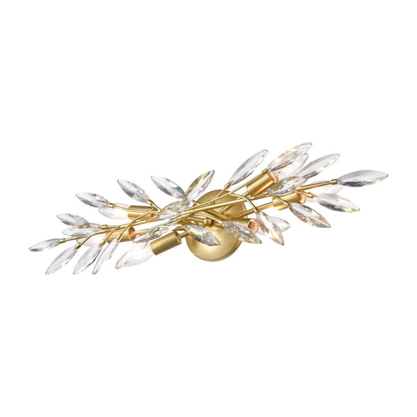 Atlas Flora Grace 4-Light Vanity Light Fixture - Elegant Crystal Accents for Luxurious Bathroom Glow Champagne Gold 28.75'' WL11610-GD