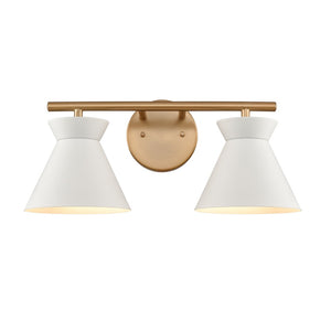 Atlas Forme Modern 2-Light Vanity Light – Chic Midcentury Design with Soft Illumination for Your Space Brushed Gold 18'' WL11613-WH