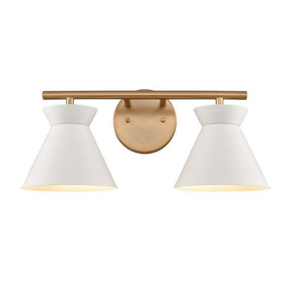 Atlas Forme Modern 2-Light Vanity Light – Chic Midcentury Design with Soft Illumination for Your Space Brushed Gold 18'' WL11613-WH