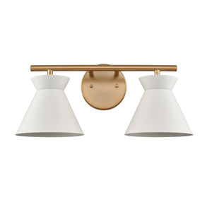Atlas Forme Modern 2-Light Vanity Light – Chic Midcentury Design with Soft Illumination for Your Space Brushed Gold 18'' WL11613-WH
