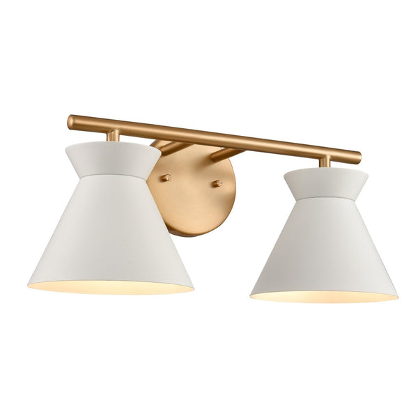 Atlas Forme Modern 2-Light Vanity Light – Chic Midcentury Design with Soft Illumination for Your Space Brushed Gold 18'' WL11613-WH