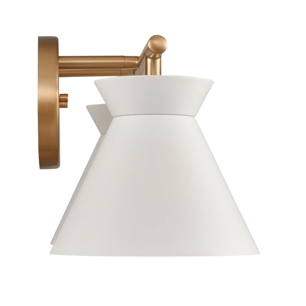 Atlas Forme Modern 2-Light Vanity Light – Chic Midcentury Design with Soft Illumination for Your Space Brushed Gold 18'' WL11613-WH