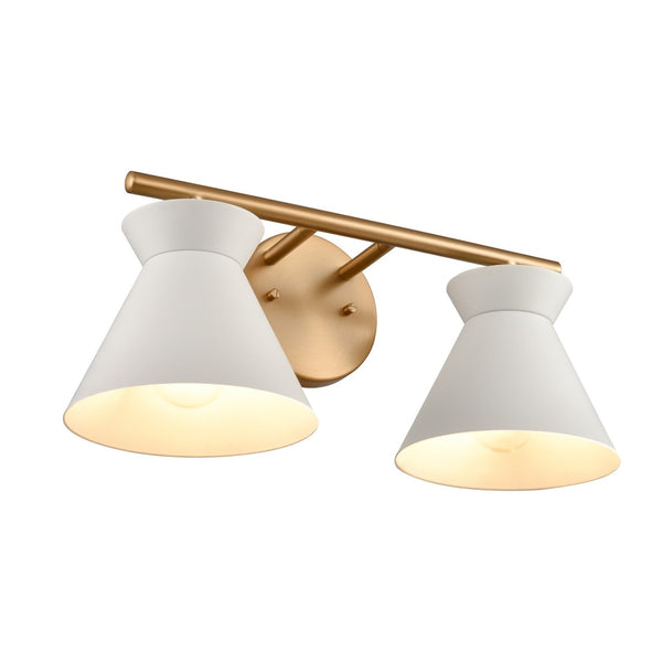 Atlas Forme Modern 2-Light Vanity Light – Chic Midcentury Design with Soft Illumination for Your Space Brushed Gold 18'' WL11613-WH