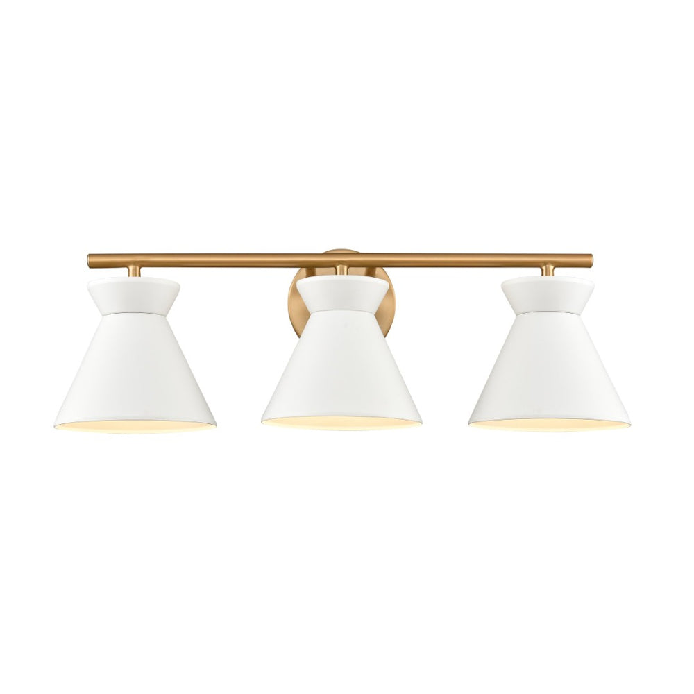 Atlas Forme Modern 2-Light Vanity Light – Chic Midcentury Design with Soft Illumination for Your Space White with Brushed Gold WL11614-WH