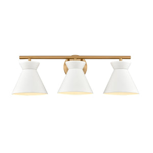 Atlas Forme Modern 2-Light Vanity Light – Chic Midcentury Design with Soft Illumination for Your Space White with Brushed Gold WL11614-WH