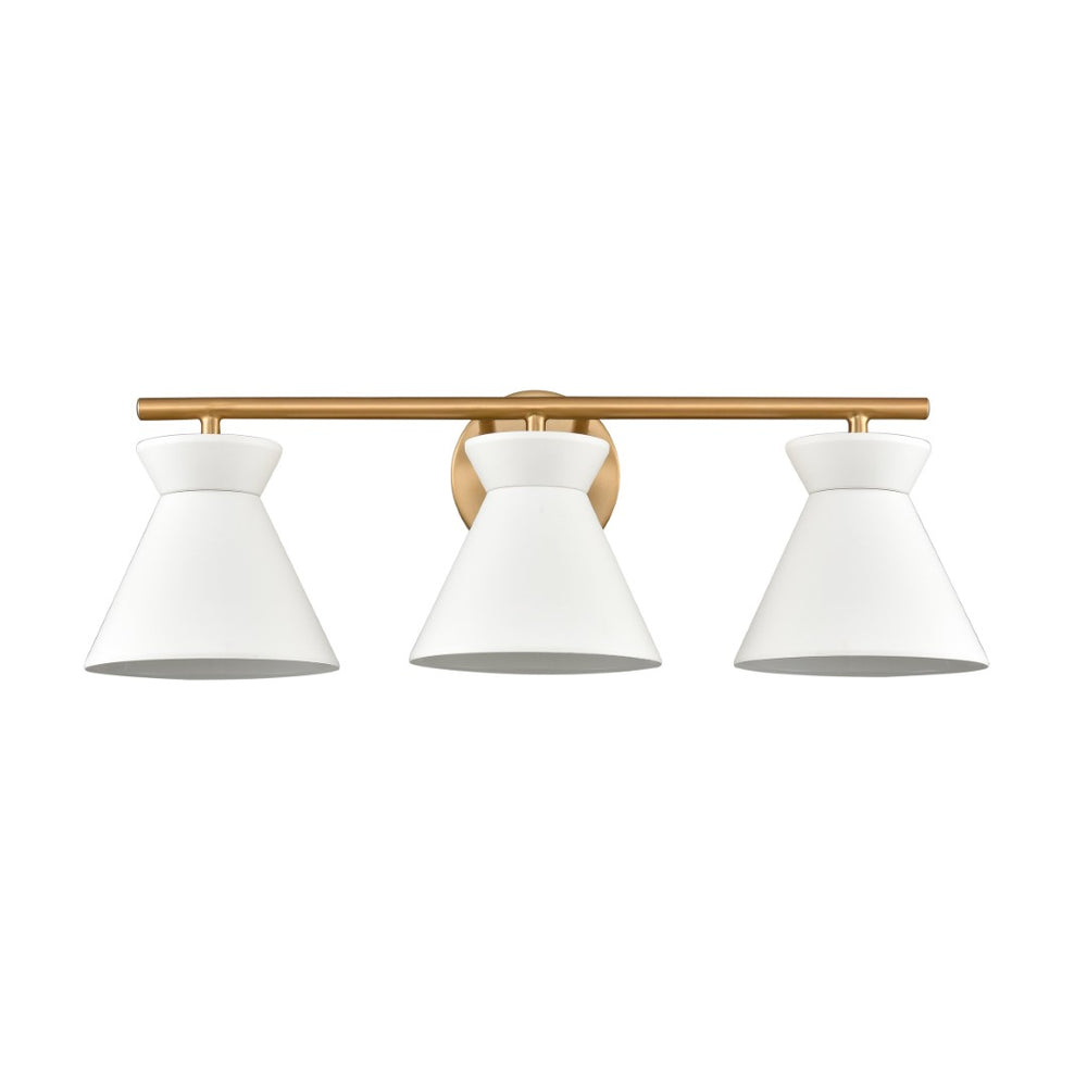 Atlas Forme Modern 2-Light Vanity Light – Chic Midcentury Design with Soft Illumination for Your Space White with Brushed Gold WL11614-WH