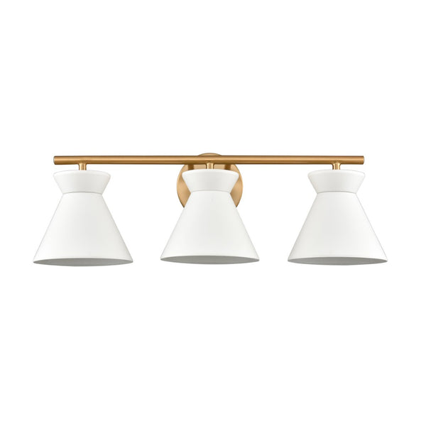 Atlas Forme Modern 2-Light Vanity Light – Chic Midcentury Design with Soft Illumination for Your Space White with Brushed Gold WL11614-WH