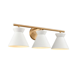Atlas Forme Modern 2-Light Vanity Light – Chic Midcentury Design with Soft Illumination for Your Space White with Brushed Gold WL11614-WH