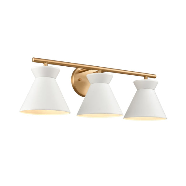 Atlas Forme Modern 2-Light Vanity Light – Chic Midcentury Design with Soft Illumination for Your Space White with Brushed Gold WL11614-WH