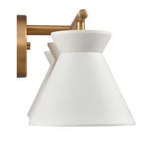 Atlas Forme Modern 2-Light Vanity Light – Chic Midcentury Design with Soft Illumination for Your Space White with Brushed Gold WL11614-WH