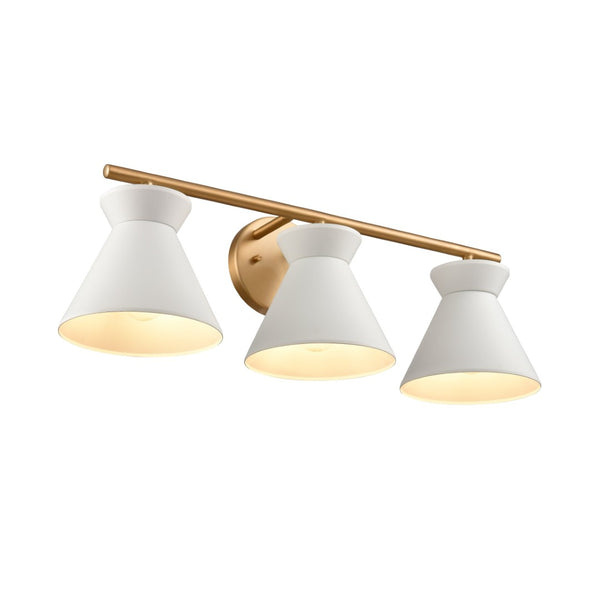 Atlas Forme Modern 2-Light Vanity Light – Chic Midcentury Design with Soft Illumination for Your Space White with Brushed Gold WL11614-WH