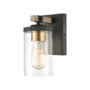 Atlas Geringer 3-Light Vanity Light Fixture with Burnished Brass Accents and Seeded Glass Shades for Style Charcoal 5'' WL11620-BK
