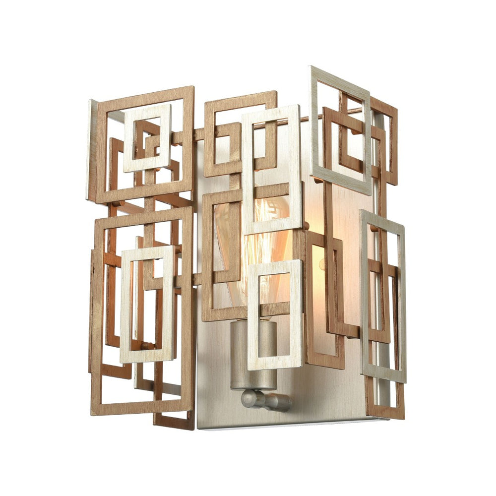 Atlas Gridlock 10" High 1-Light Wall Sconce - Contemporary Matte Gold & Aged Silver Artful Design WL11627-GD