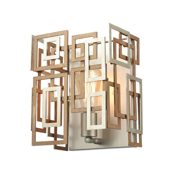 Atlas Gridlock 10" High 1-Light Wall Sconce - Contemporary Matte Gold & Aged Silver Artful Design WL11627-GD