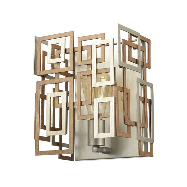 Atlas Gridlock 10" High 1-Light Wall Sconce - Contemporary Matte Gold & Aged Silver Artful Design WL11627-GD