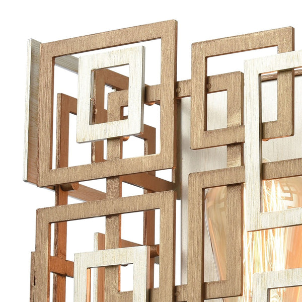 Atlas Gridlock 10" High 1-Light Wall Sconce - Contemporary Matte Gold & Aged Silver Artful Design WL11627-GD