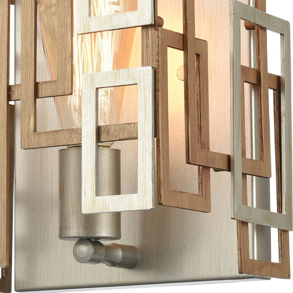 Atlas Gridlock 10" High 1-Light Wall Sconce - Contemporary Matte Gold & Aged Silver Artful Design WL11627-GD