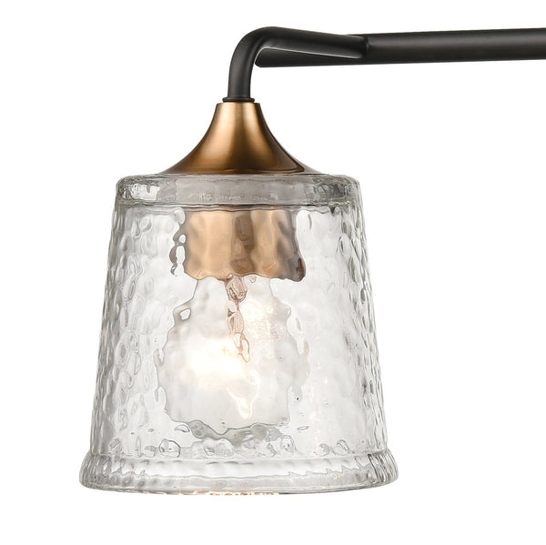 Atlas Hamy 2-Light Vanity Light Fixture - Modern Minimalist Design with Hammered Glass Shades & Brass Accents Matte Black 23'' WL11631-BK