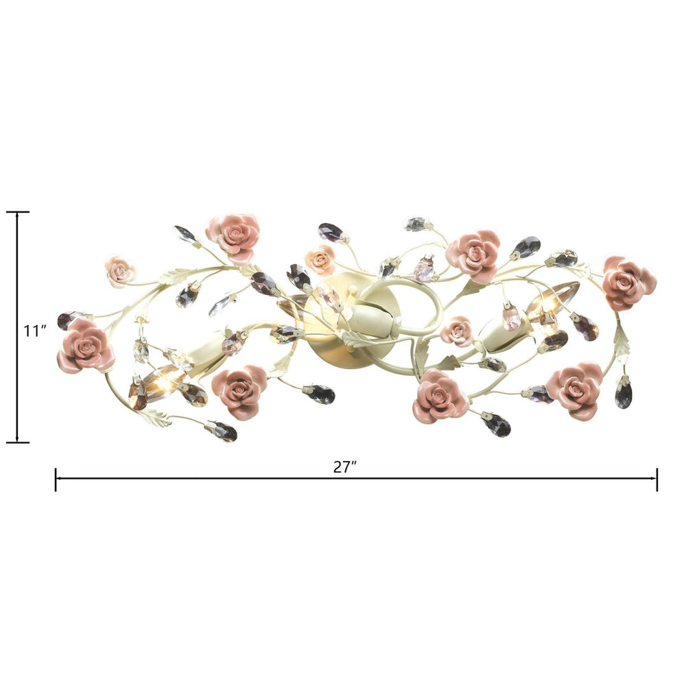 Atlas Heritage 27'' Wide 3-Light Vanity Light - Elegant Cream Finish with Floral Accents & Crystal Glow WL11636-CR