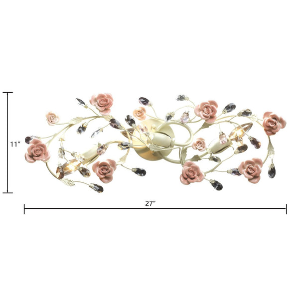 Atlas Heritage 27'' Wide 3-Light Vanity Light - Elegant Cream Finish with Floral Accents & Crystal Glow WL11636-CR