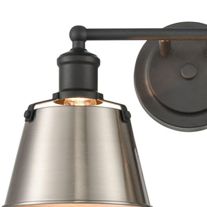 Atlas Holgate 1-Light Sconce - Modern Farmhouse Meets Industrial Charm for Stylish Indoor Illumination Charcoal 15'' WL11637-NK