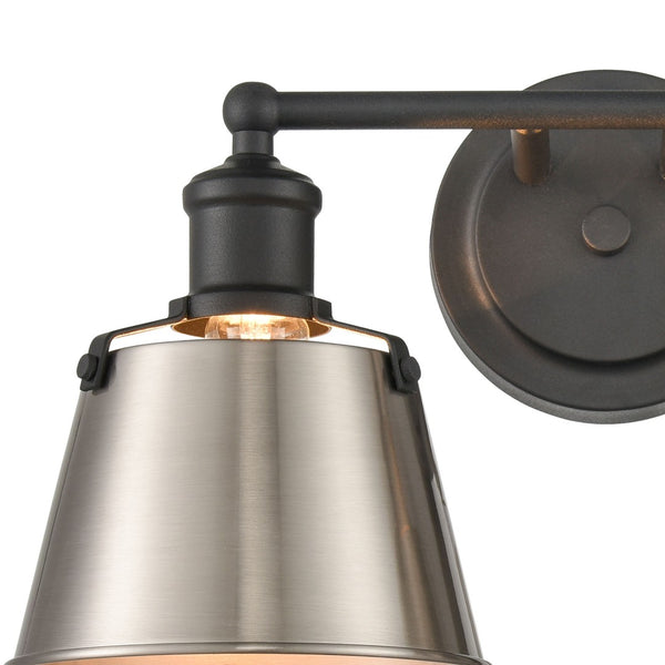Atlas Holgate 1-Light Sconce - Modern Farmhouse Meets Industrial Charm for Stylish Indoor Illumination Charcoal 15'' WL11637-NK