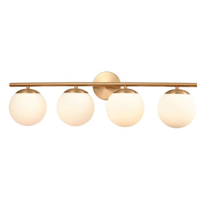 Atlas Hollywood Blvd 3-Light Vanity Light Fixture - Retro Charm with Opal Glass Globes for Stylish Spaces Satin Brass 30'' WL11639-BS