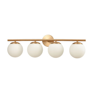 Atlas Hollywood Blvd 3-Light Vanity Light Fixture - Retro Charm with Opal Glass Globes for Stylish Spaces Satin Brass 30'' WL11639-BS