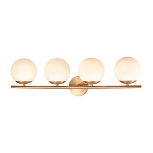 Atlas Hollywood Blvd 3-Light Vanity Light Fixture - Retro Charm with Opal Glass Globes for Stylish Spaces Satin Brass 30'' WL11639-BS