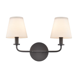 Atlas Hoyle 2-Light Vanity Light Fixture - Modern Design with Etched Glass Shades for Elegant Illumination Matte Black 16'' WL11641-BK
