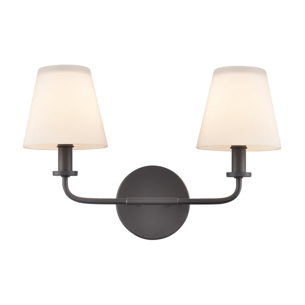 Atlas Hoyle 2-Light Vanity Light Fixture - Modern Design with Etched Glass Shades for Elegant Illumination Matte Black 16'' WL11641-BK