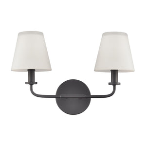 Atlas Hoyle 2-Light Vanity Light Fixture - Modern Design with Etched Glass Shades for Elegant Illumination Matte Black 16'' WL11641-BK