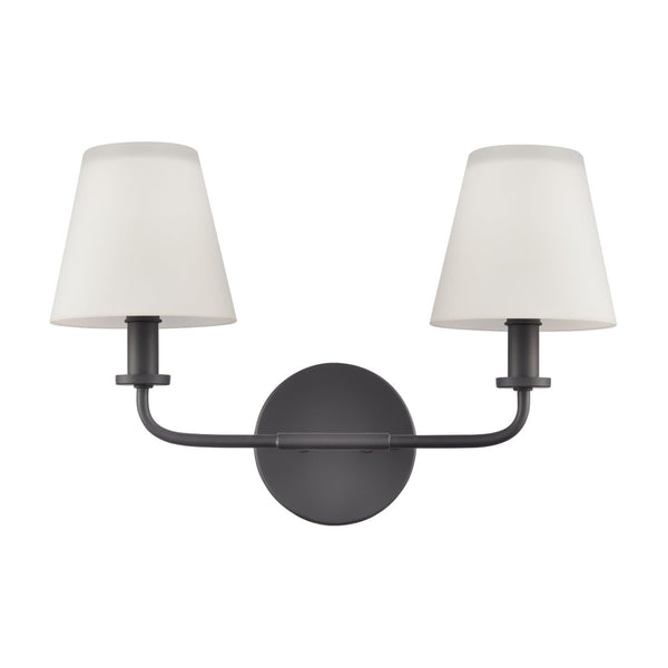Atlas Hoyle 2-Light Vanity Light Fixture - Modern Design with Etched Glass Shades for Elegant Illumination Matte Black 16'' WL11641-BK