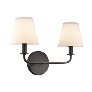 Atlas Hoyle 2-Light Vanity Light Fixture - Modern Design with Etched Glass Shades for Elegant Illumination Matte Black 16'' WL11641-BK