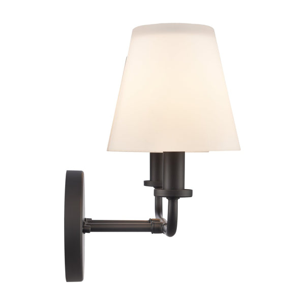 Atlas Hoyle 2-Light Vanity Light Fixture - Modern Design with Etched Glass Shades for Elegant Illumination Matte Black 16'' WL11641-BK