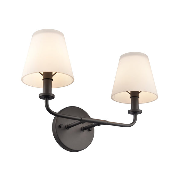 Atlas Hoyle 2-Light Vanity Light Fixture - Modern Design with Etched Glass Shades for Elegant Illumination Matte Black 16'' WL11641-BK