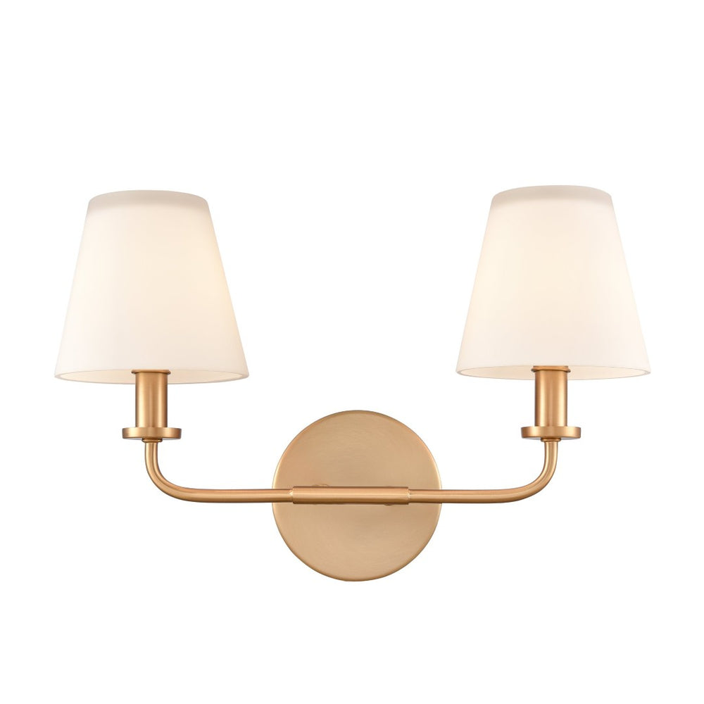 Atlas Hoyle 2-Light Vanity Light Fixture - Modern Design with Etched Glass Shades for Elegant Illumination Brushed Gold 16'' WL11641-GD