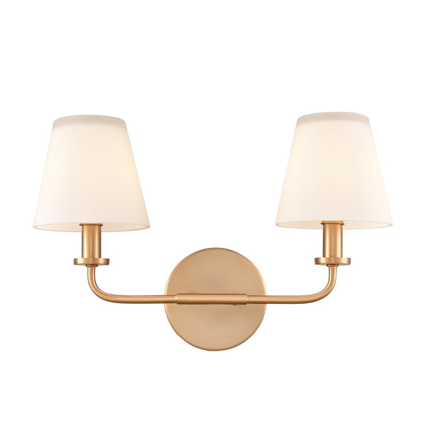 Atlas Hoyle 2-Light Vanity Light Fixture - Modern Design with Etched Glass Shades for Elegant Illumination Brushed Gold 16'' WL11641-GD
