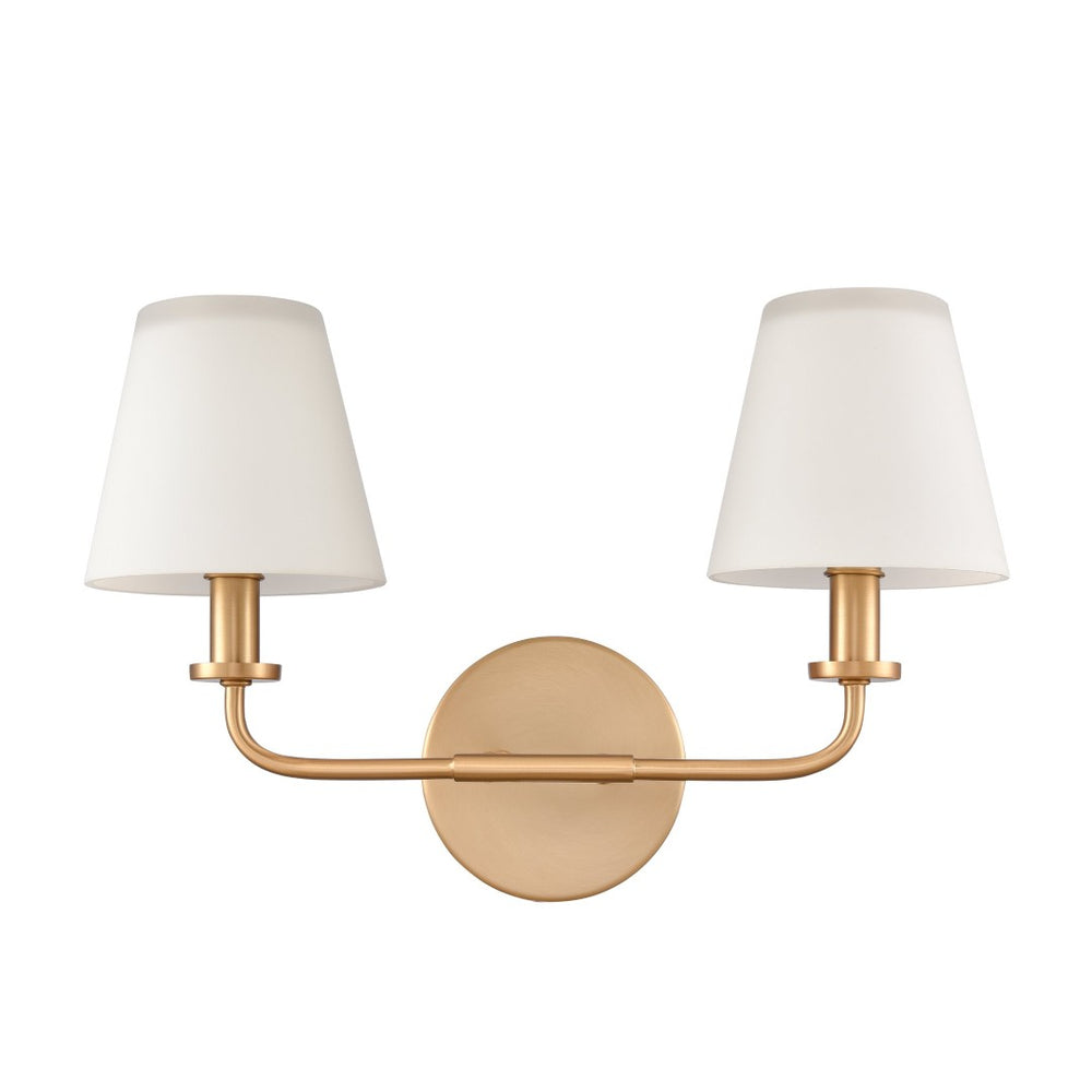 Atlas Hoyle 2-Light Vanity Light Fixture - Modern Design with Etched Glass Shades for Elegant Illumination Brushed Gold 16'' WL11641-GD