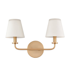 Atlas Hoyle 2-Light Vanity Light Fixture - Modern Design with Etched Glass Shades for Elegant Illumination Brushed Gold 16'' WL11641-GD