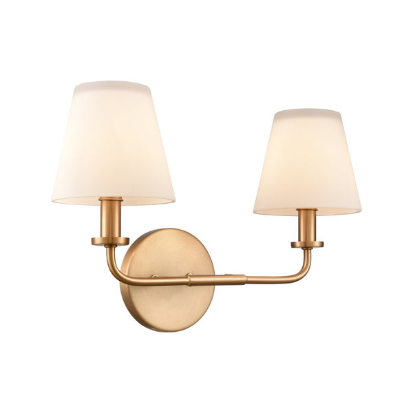 Atlas Hoyle 2-Light Vanity Light Fixture - Modern Design with Etched Glass Shades for Elegant Illumination Brushed Gold 16'' WL11641-GD