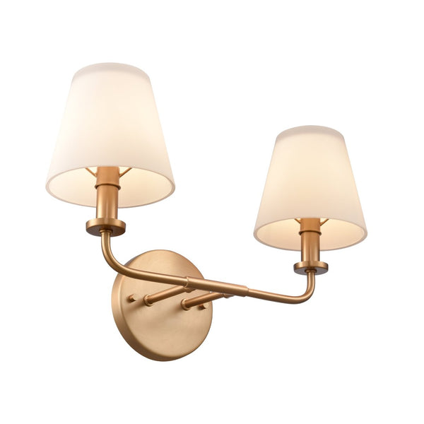 Atlas Hoyle 2-Light Vanity Light Fixture - Modern Design with Etched Glass Shades for Elegant Illumination Brushed Gold 16'' WL11641-GD