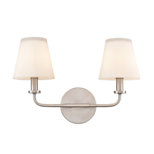 Atlas Hoyle 2-Light Vanity Light Fixture - Modern Design with Etched Glass Shades for Elegant Illumination Antique Nickel 16'' WL11641-NK